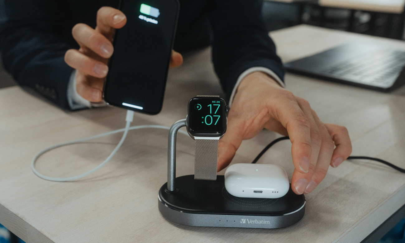 Verbatim 3in1 WCS-02 Qi MFi QC 3.0 USB-A