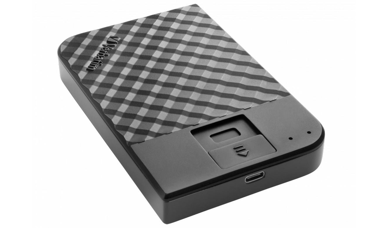 Externe HDD Verbatim Executive Fingerprint Secure Schwarz - Vorderansicht in einem Winkel