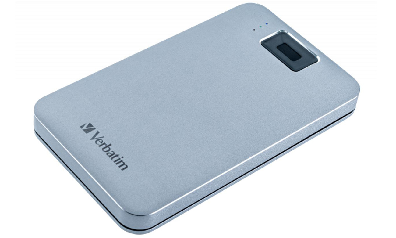 Externe HDD Verbatim Executive Fingerprint Secure Space Grey - Vorderansicht in einem Winkel