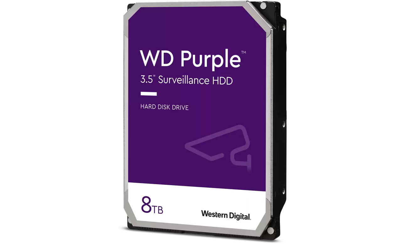 WD Purple Festplatte 8 TB - Ansicht von vorne im Winkel
