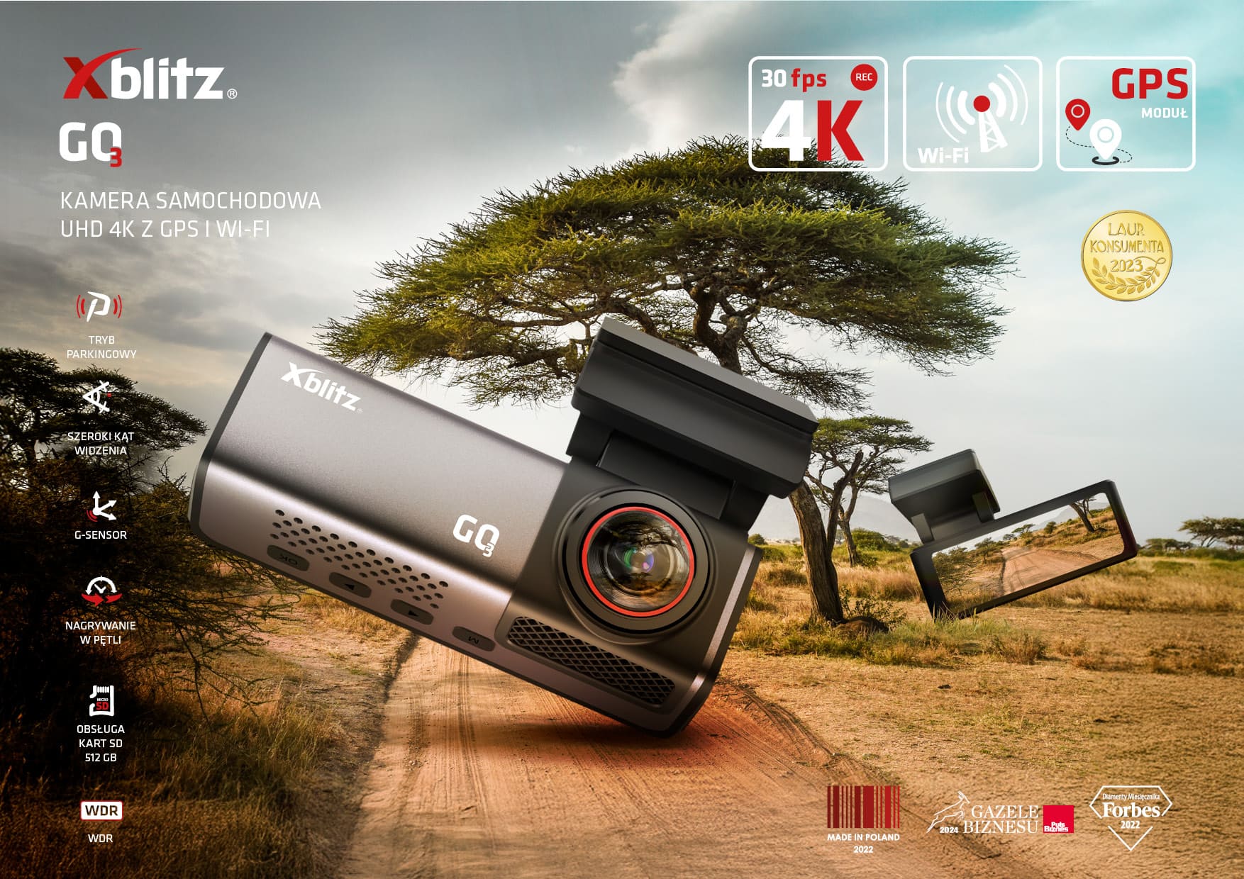 Xblitz GO3 – Dashcam UHD 4K mit GPS und WIFI