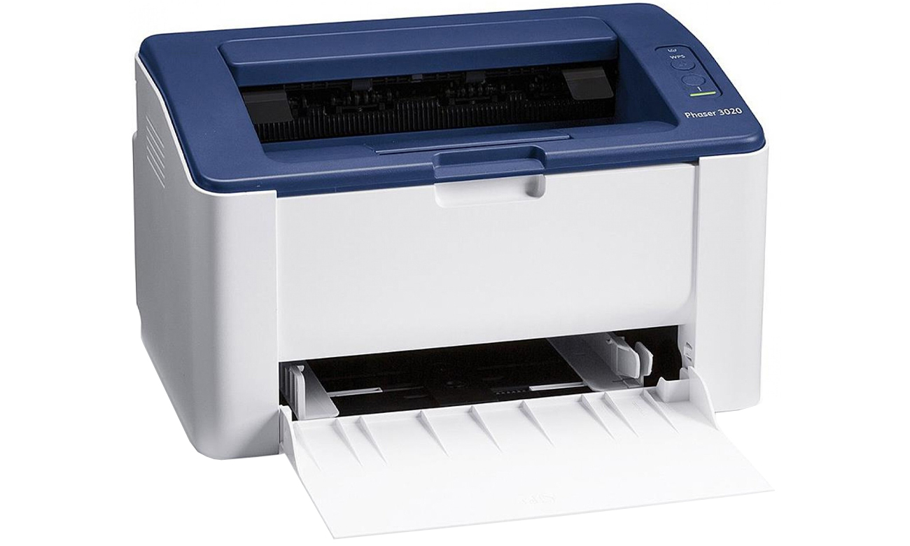 Xerox Phaser 3020 Ansicht von vorne, offene Ablage