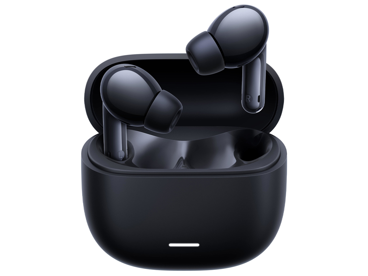 Xiaomi Redmi Buds 6 Lite Schwarz - Vorderansicht mit geöffnetem Ladeetui