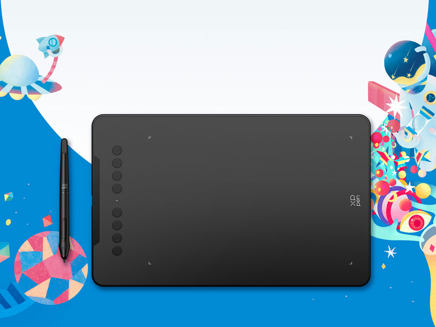 XP-Pen Deco 01 V3 Arbeitsbereich mit Stift