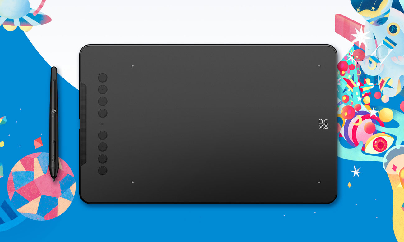 XP-Pen Deco 01 V3 Arbeitsbereich mit Stift