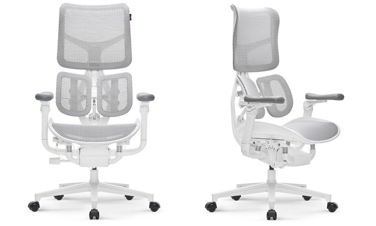 Ergonomischer Stuhl Yumisu 1010 Weiß - Ansicht von vorne und schräg von vorne