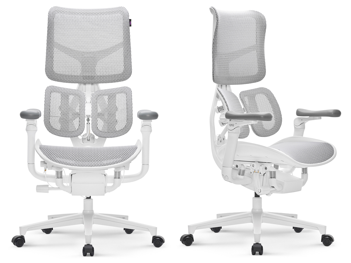 Ergonomischer Stuhl Yumisu 1010 Weiß - Ansicht von vorne und schräg von vorne