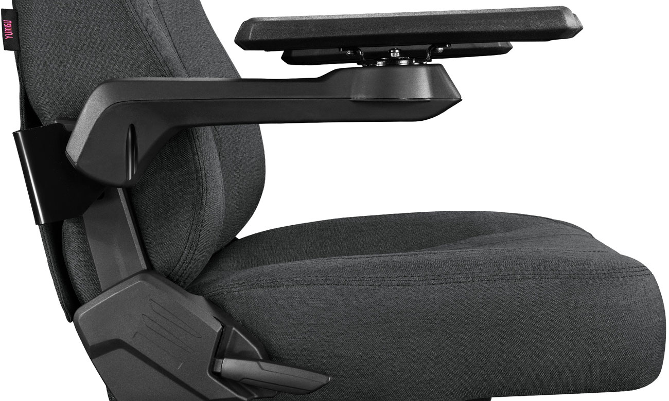 Gaming-Stuhl Yumisu 2049 Dunkelgrau-Schwarz Stoff - Verstellbare Armlehnen und Rückenlehne