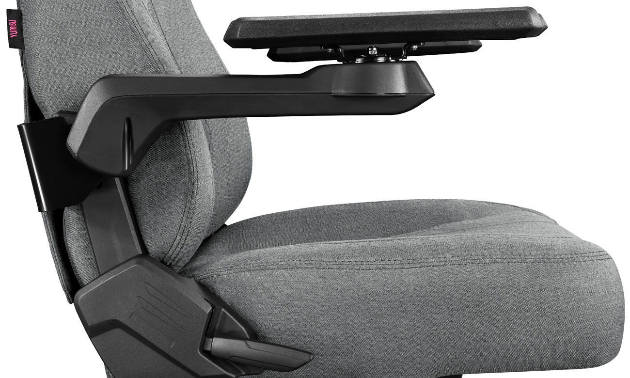 Gamingstuhl Yumisu 2049 Hellgrau-Schwarz Stoff - Verstellbare Armlehnen und Rückenlehne