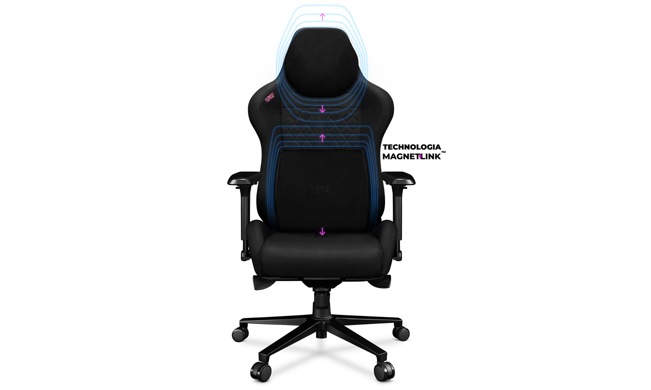 Fotel gamingowy Yumisu 2050 Magnetic Czarny (Tkanina) - Technologia MagnetLink
