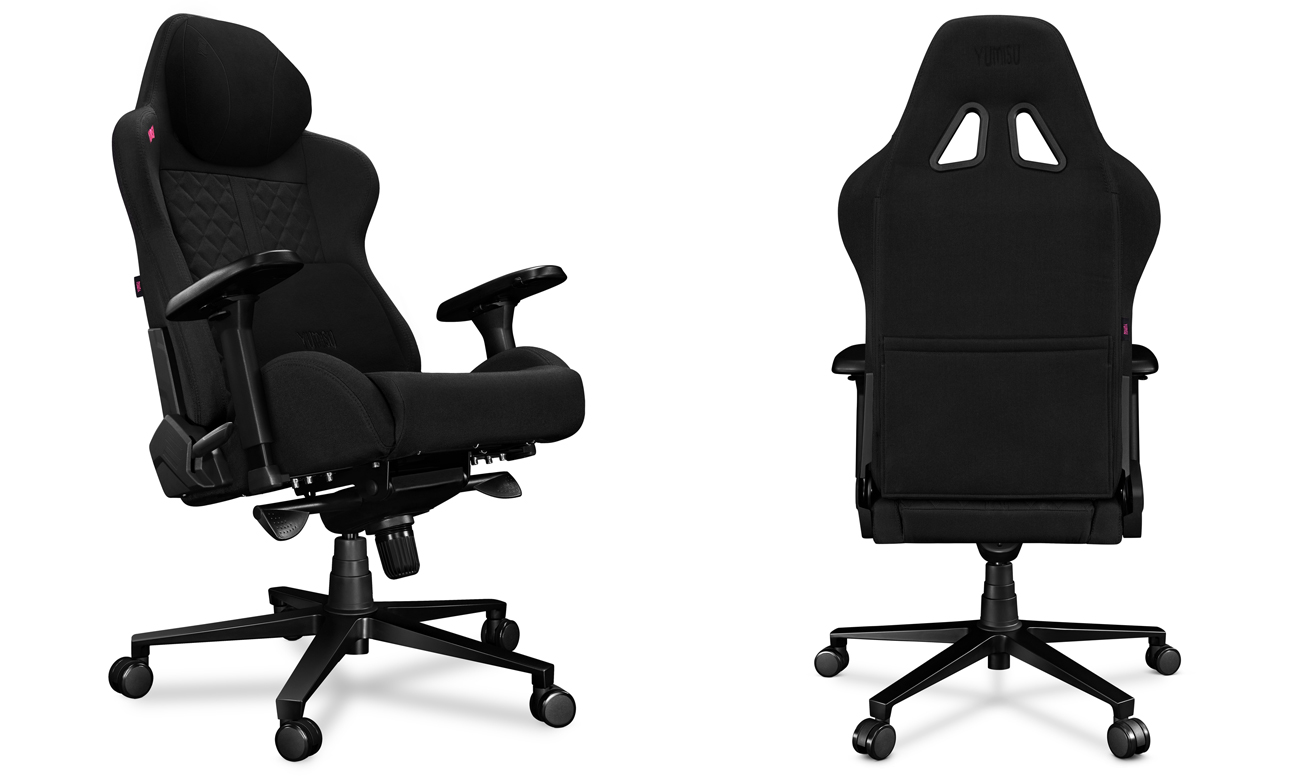 Fotel gamingowy Yumisu 2050 Magnetic Czarny (Tkanina) - Widok od przodu pod kątem i od tyłu