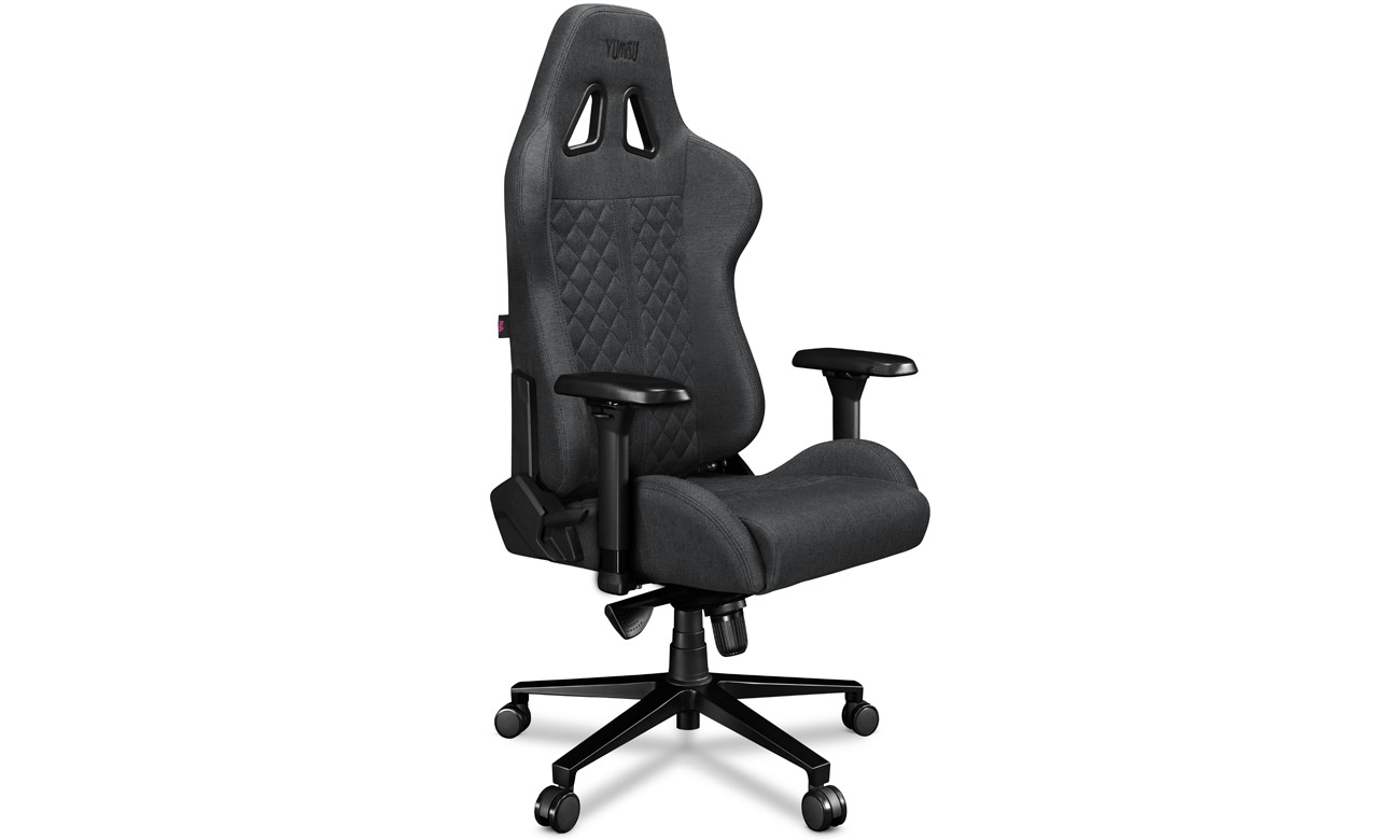 Gamingstuhl Yumisu 2050 Dunkelgrau-Schwarz Stoff - Ansicht von vorne im Winkel