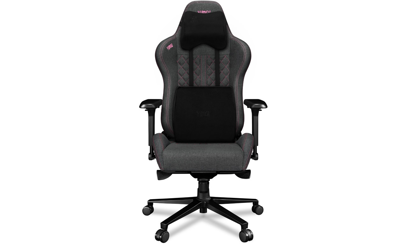 Fotel gamingowy Yumisu 2050 Ciemnoszaro-różowy Tkanina - Widok od przodu