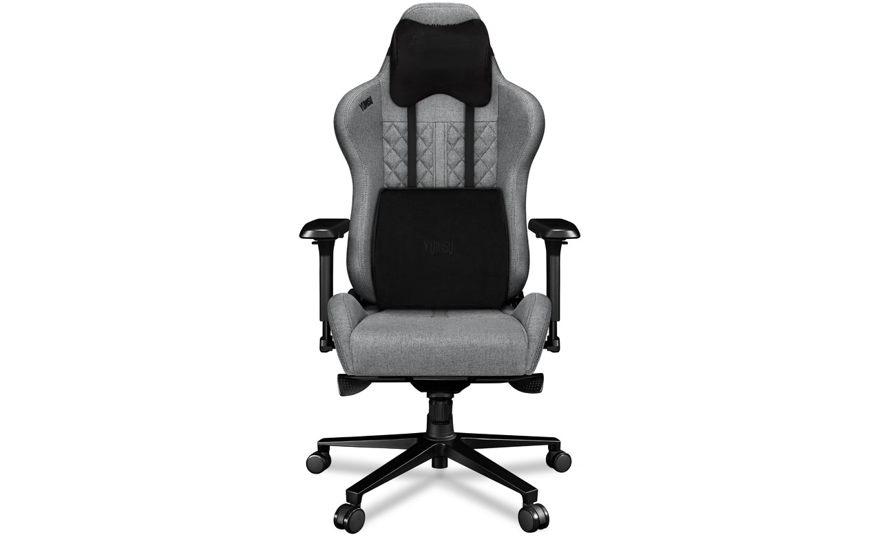 Gaming-Stuhl Yumisu 2050 Hellgrau-Schwarz Stoff - Frontansicht