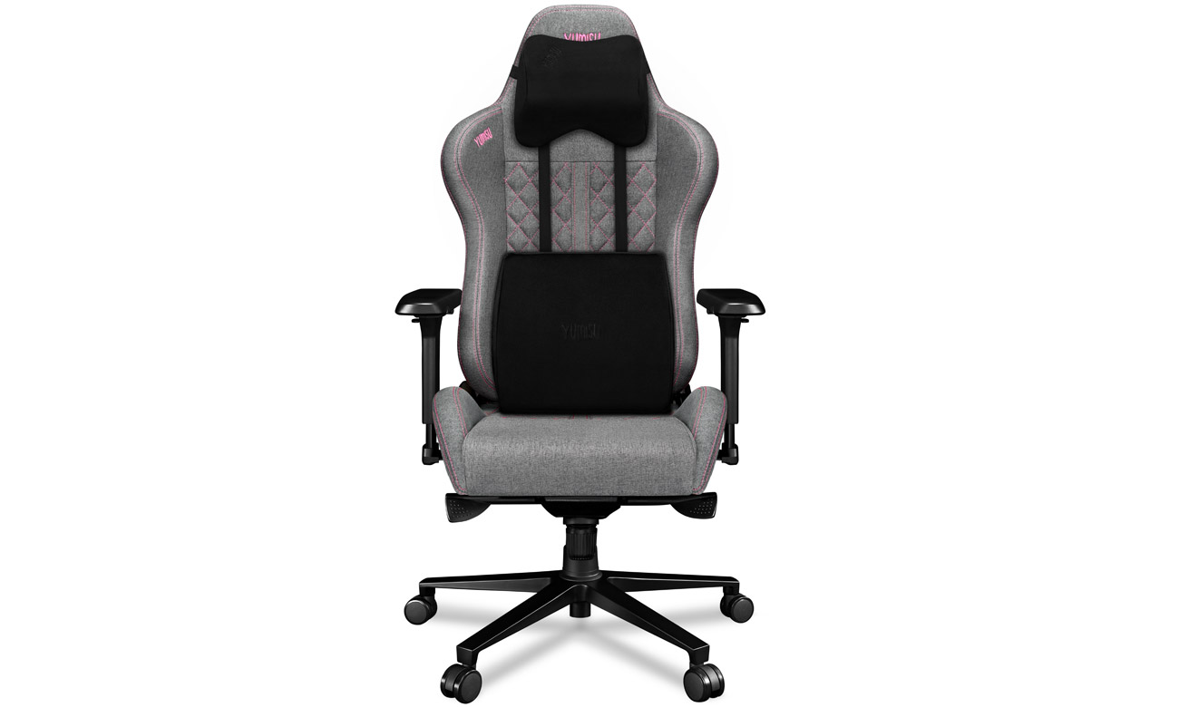 Fotel gamingowy Yumisu 2050 Jasnoszaro-różowy Tkanina - Widok od przodu