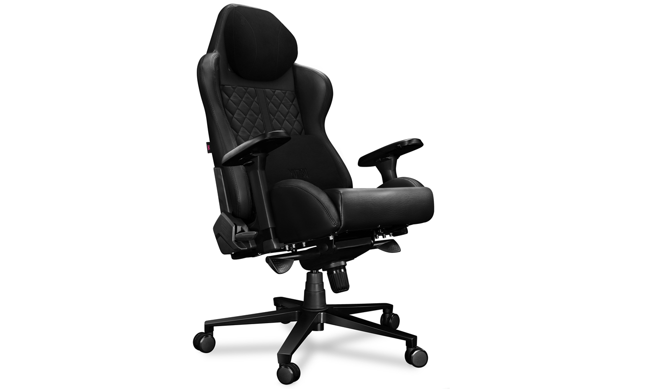 Fotel biurowy Yumisu 2050 Real Leather Czarny - Widok od przodu pod kątem