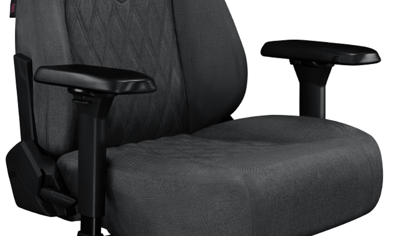 Fotel gamingowy Yumisu 2053 Tkanina Ciemnoszaro-czarny - Zbliżenie na podłokietniki