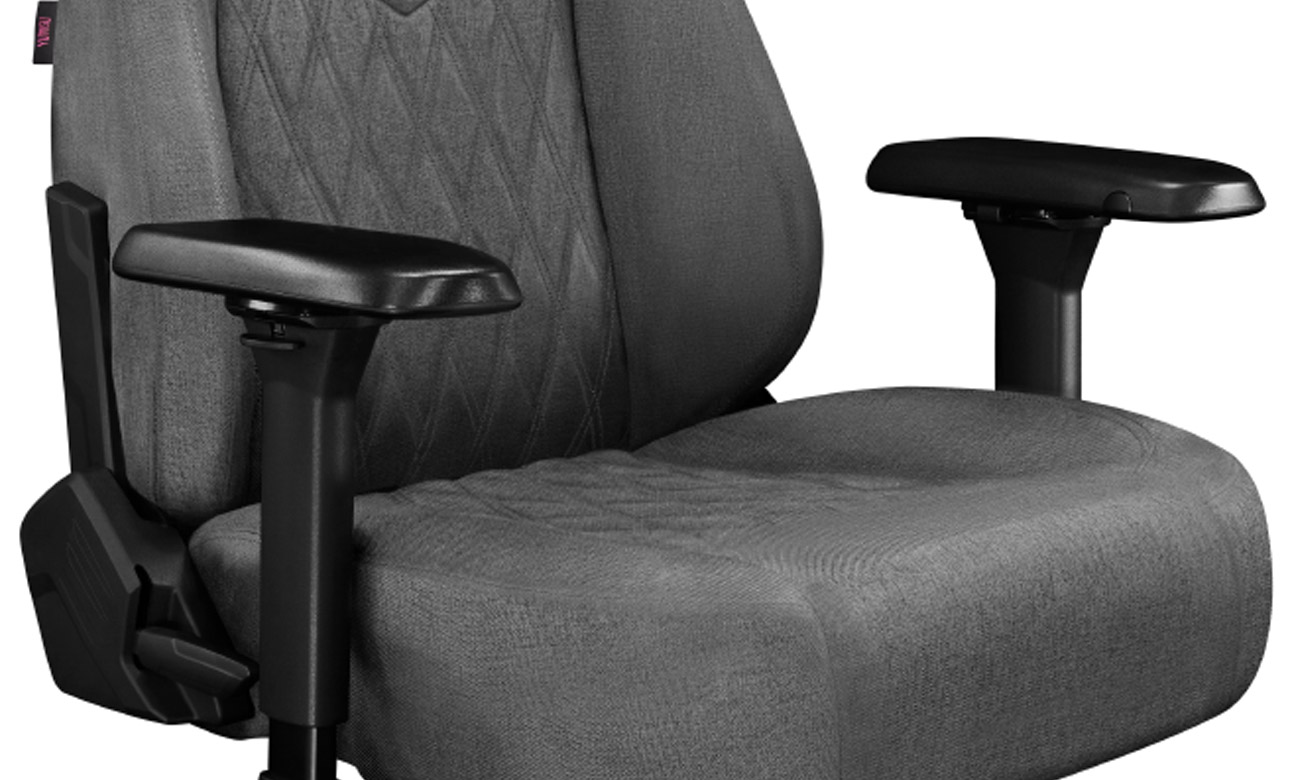 Gaming-Stuhl Yumisu 2053 Stoff Hellgrau-Schwarz - Nahaufnahme der Armlehnen