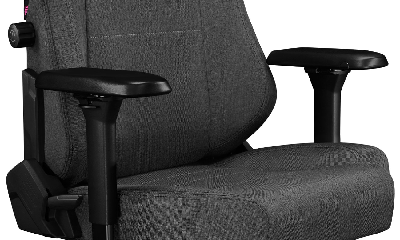 Gaming-Stuhl Yumisu 2054 Dunkelgrau-Schwarz Stoff - Verstellbare Armlehnen