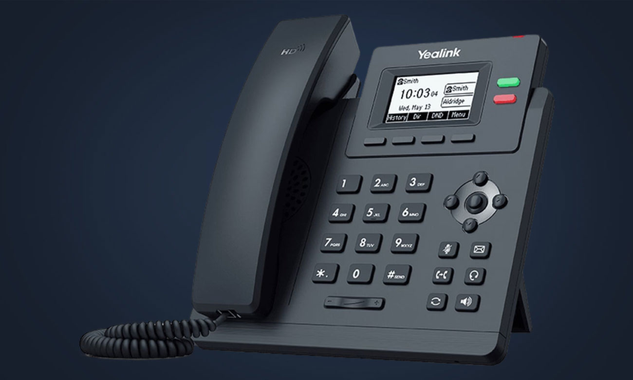 Telefon VoIP Yealink SIP-T31P - Gesamtansicht, Grafik mit Hintergrund