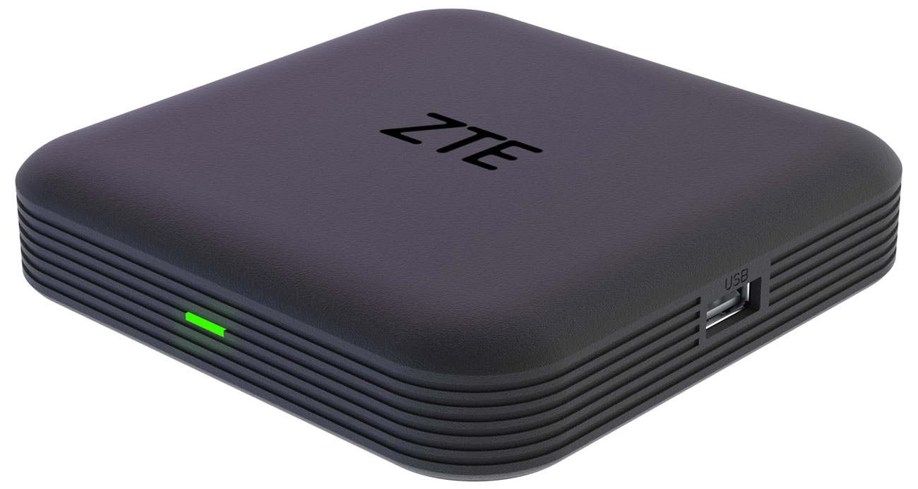 Odtwarzacz multimedialny 4K ZTE Android TV Box - Widok od przodu pod kątem