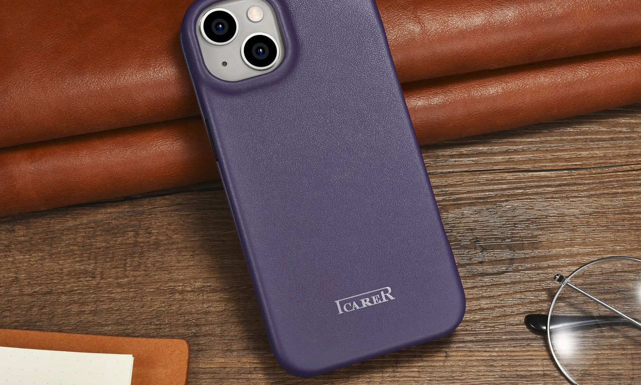 iCarer Premium Leather Folio Case für iPhone 14 Plus