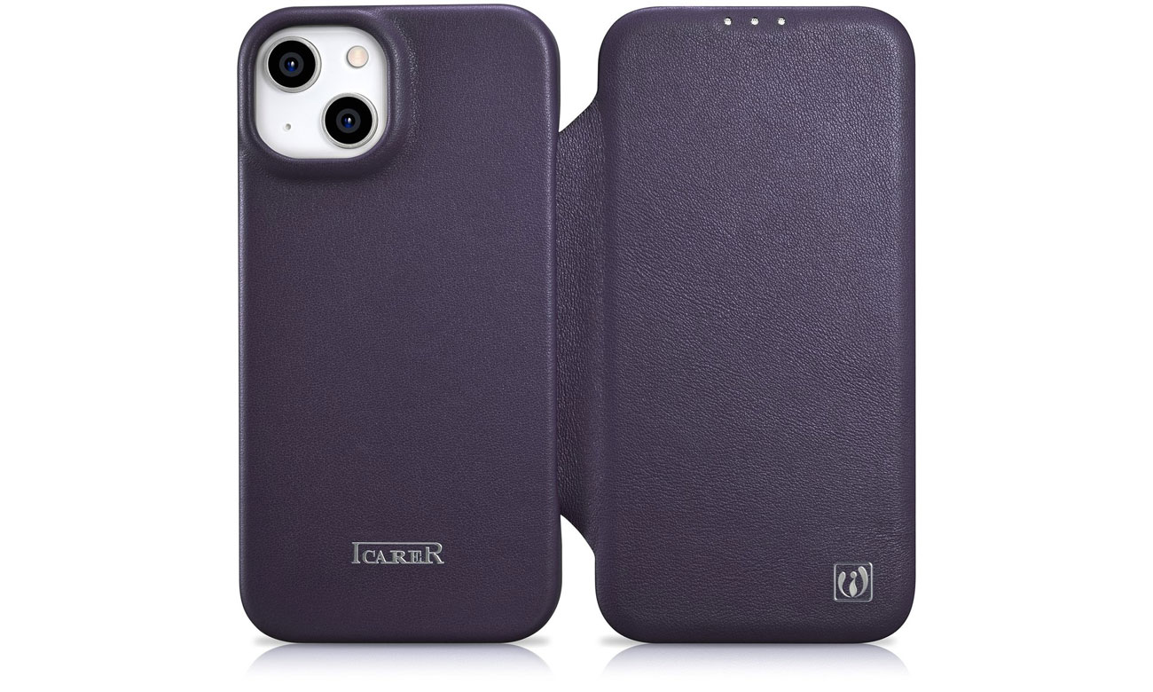 iCarer Premium Leather Folio Case für iPhone 14 Plus