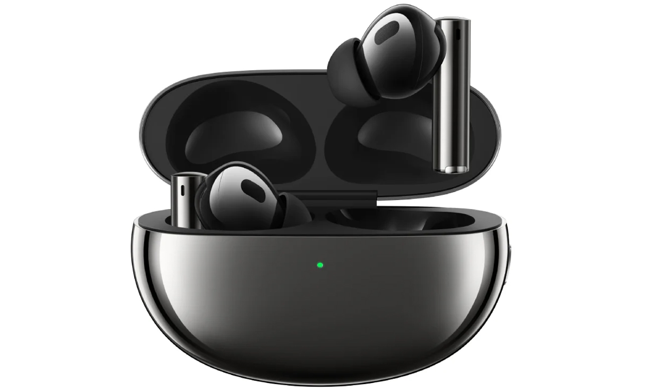 Realme Buds Air 5 Pro Astral Black - Vorderansicht mit geöffnetem Ladeetui