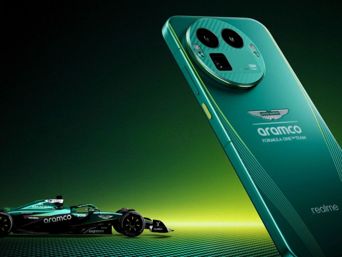 Smartphone realme GT 8 Pro Dream Edition Auto F1 und Rückseite des Telefons