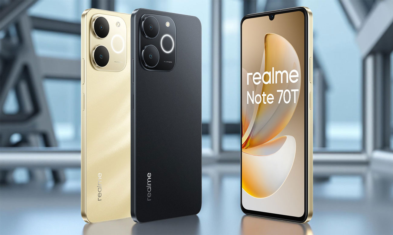 realme Note 70T Bildschirm und Rückseite des Gehäuses